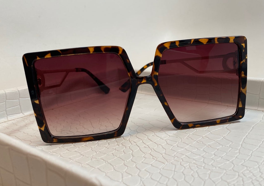 Brown square vintage luxury sunglasses